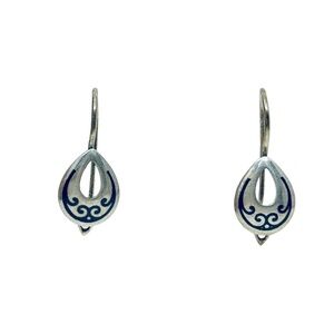 Russian Gold over Sterling silver niello drop earrings - GM433